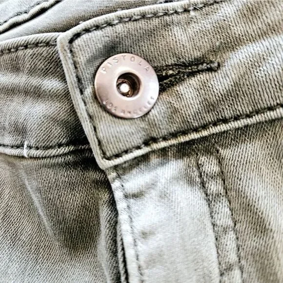 Pistola X Anthropology Audrey Moto Tactical Skinny Jeans in Eden Olive Green 29 - Picture 6 of 8